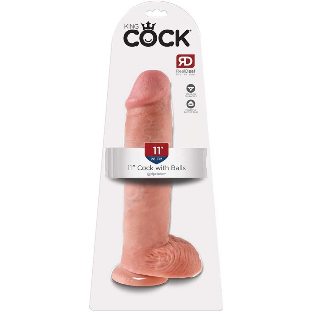 King Cock 11 Inch Cock With Balls –White
